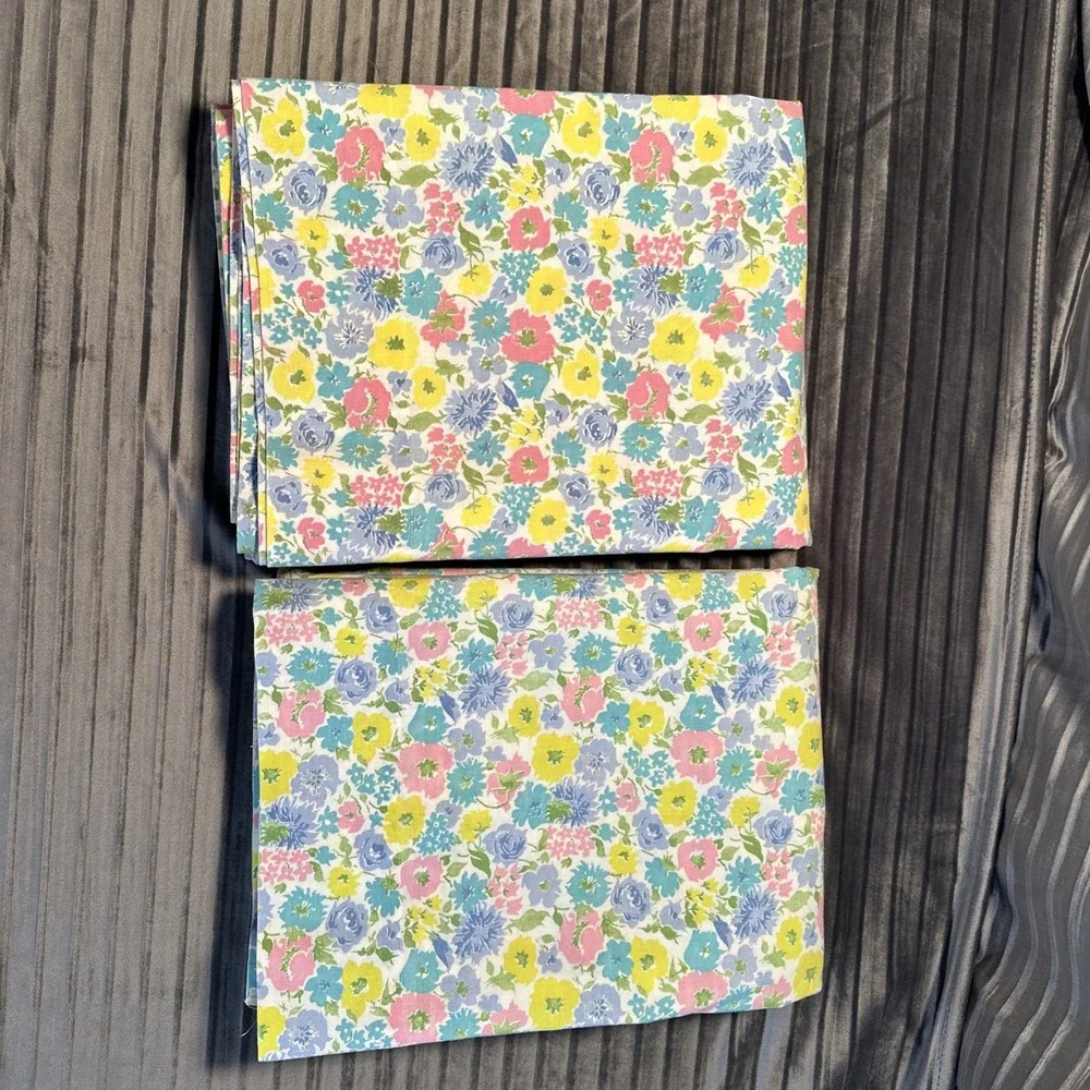 2 Dantrel Muslin By Dan River Twin Flat Sheets Shabby Granny Floral Unhemmed